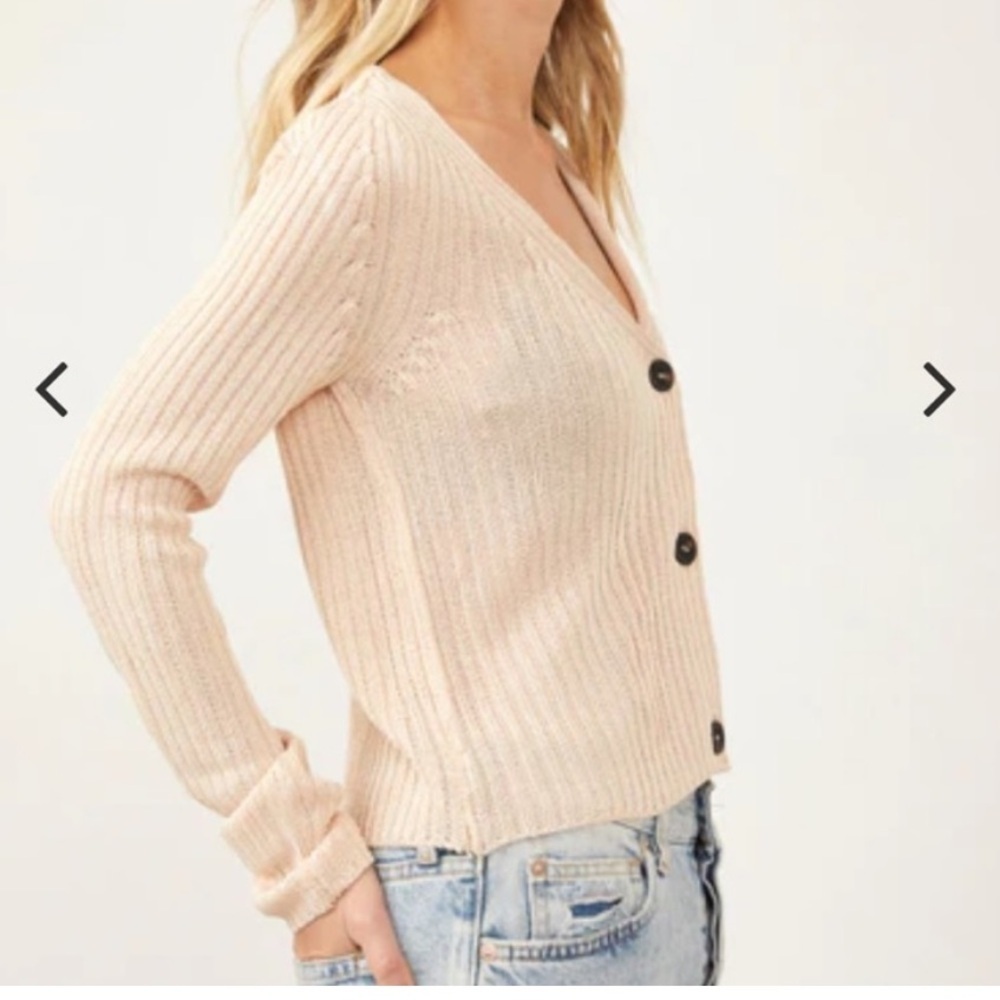 Free People Game On Cardigan in Light Pink- Size M - Picture 7 of 8